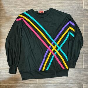 Young Stuff Colorful Striped Black Sweater L